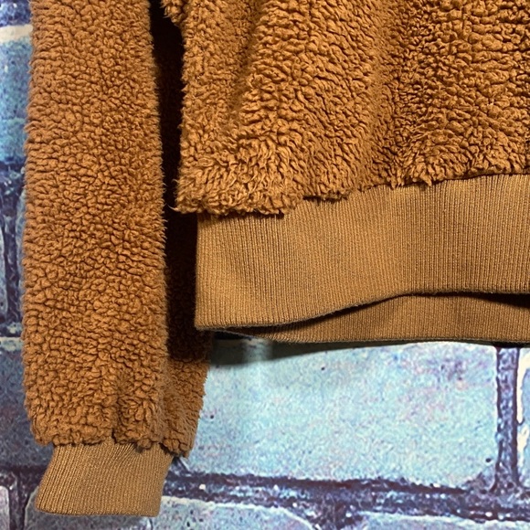 Weekend Edition Sherpa Quarter Zip Pullover Medium Mustard Cozy Fleece Sweater - Picture 3 of 10